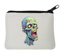 Zombie Face Falling Apart Neoprene Coin Purse Pouch 10x11cm White