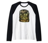 Zombie Fish Haunted Tackle Box Fisherman Halloween Raglan Baseball Tee