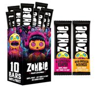 Zombie Fruit Bars, Raspberry & Mango (10 Bars, 2 Flavours), 100% Dried Fruit, Healthy Snacks, Adults, Kids, Office, Low Calorie, Gluten Free, Vegan, Halal, Bulk, Real Fruit, No Added Sugar, Natural