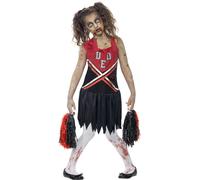 Zombie Cheerleader Girls Halloween Fancy Dress High School Childs Costume Outfit