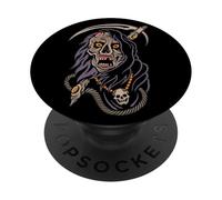 Zombie Grim Reaper Spooky Tattoo Flash PopSockets Adhesive PopGrip