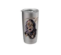 Zombie Grim Reaper Spooky Tattoo Flash Stainless Steel Insulated Tumbler