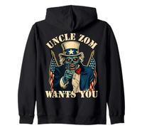 Zombie Halloween s Uncle Sam s Funny Scary Patriotic Zip Hoodie