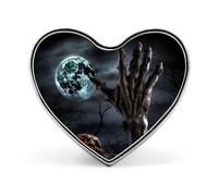 Zombie Hand Dark Halloween Badges Heart with Button Design, Personalized Picture Pin Brooches, Heart Badge Holders for Decorate Hat Shirt Clothing Bag Accessories