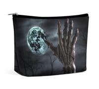 Zombie Hand Dark Halloween Makeup Bag, Portable PU Leather Cosmetic Bag with Zipper Pouch, Waterproof Travel Toiletry Bag for Women Men