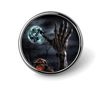 Zombie Hand Dark Halloween Round Lapel Pins for Men Women Metal Button Pin Fashion Personalized Brooch Pins for Men Suits Cute Brooch Badge for Backpack Clothing Hat Bag Decoration
