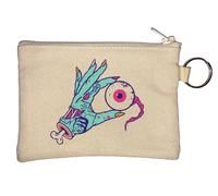 Zombie Hand Frankenstein No Problem Heh Heh Key Chain Coin Purse Beige