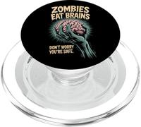 Zombie Hand Holding Brain Eat Brains You're Safe PopSockets PopGrip for MagSafe