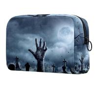Zombie Hand Rising Out of Graveyard in Spooky Night Cosmetic Bag for Women, Travel Toiletries Bags Large Makeup Handy Pouch Organiser Bag with Zipper