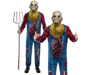 Zombie Hillbilly Costume Farmer Adults Halloween Fancy Dress Outfit Scary M-XL