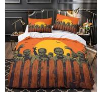 zombie horde 3D Pattern Comforter Cover 3pcs Ultra-Soft Microfibre Skin-Friendly horror illustration Quilt Cover 2 Pillow Shams Zippered Closure Machine Washable Kids & Teens Super king（260x220cm）