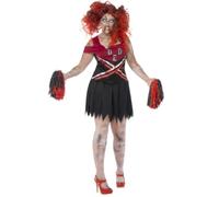 Smiffy's Adult Women's High School Horror Cheerleader Costume, Dress And Pom - costume cheerleader horror dress halloween school fancy high zombie