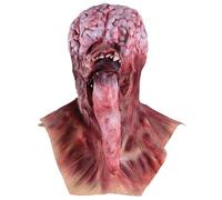 Zombie Mask Faceless Long Tongue Sharp Teeth Scary Mask with Inner Brain Exposed Free Size Latex Halloween for Party, Cosplay, Haunted House Toys Games