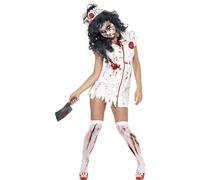 Smiffys Adult Womens Zombie Nurse Costume, Dress, Mask and Headpiece, National H