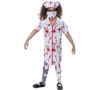 Smiffys Zombie Nurse Girls Costume with Dress, Mask & Headband, Halloween Child Fancy Dress, Zombie Dress Up Costumes