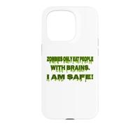 Zombie Only Eat People With Brain I Am Safe Funny Halloween Case for iPhone 15 Pro