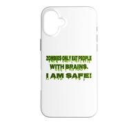 Zombie Only Eat People With Brain I Am Safe Funny Halloween Case for iPhone 16 Plus