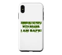 Zombie Only Eat People With Brain I Am Safe Funny Halloween Case for iPhone XS Max