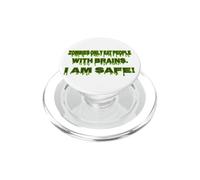 Zombie Only Eat People With Brain I Am Safe Funny Halloween PopSockets PopGrip for MagSafe