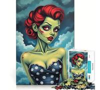 Zombie Pinup Jigsaw Puzzles1000 Pieces Brain Recall Game Premium Laser Cut Quality Absorbing Activity for Quiet Nights (50x75cm)