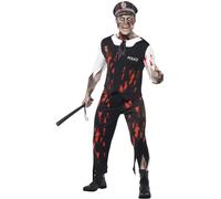 Medium Black Men's Zombie Policeman Fancy Dress Costume. - zombie costume policeman halloween mens fancy dress outfit cop adult