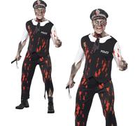 Zombie Policeman Costume Cop Police Man Halloween Adult Mens Fancy Dress Outfit