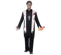 Zombie Priest Vicar Undead Halloween Fancy Dress Costume Adult Outfit Mens