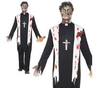 Zombie Priest Vicar Undead Halloween Fancy Dress Costume Adult Outfit Mens