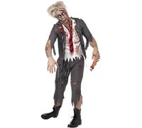 Smiffys High School Horror Zombie Schoolboy Costume, Grey (Size S)