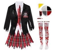 Zombie Schoolgirl Costume With Stockings, Facepaint & Blood I Love Fancy Dress Multi XL