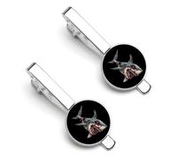 Zombie Shark Silver Tie Clip Long Styles Necktie Clip Tie Bar for Business Wedding Graduation