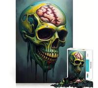 Zombie Skull Adult Jigsaw1000 Pieces Cognitive Boost Game No Gap Tight Fitting Design Birthday Gift Brain Teaser Toy (38x26cm)