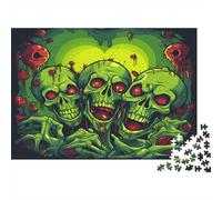 Zombie Skulls-horror Cartoon Style Jigsaw Puzzle Skeleton 1000 Pieces 100% Recycled Board for Kids Beginners Educational 52x38cm/1000pcs