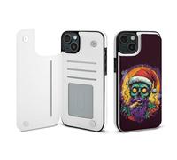 Zombie Smoking Weeds Wallet Phone Case Unisex Cellphone Protective Cover Compatible with iPhone 15/15 Pro/16 Pro Max/15 Plus