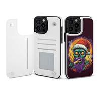 Zombie Smoking Weeds Wallet Phone Case Unisex Cellphone Protective Cover Compatible with iPhone 15/15 Pro/16 Pro Max/15 Plus