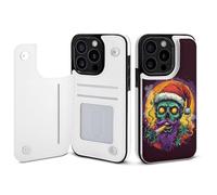 Zombie Smoking Weeds Wallet Phone Case Unisex Cellphone Protective Cover Compatible with iPhone 15/15 Pro/16 Pro Max/15 Plus