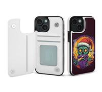 Zombie Smoking Weeds Wallet Phone Case Unisex Cellphone Protective Cover Compatible with iPhone 15/15 Pro/16 Pro Max/15 Plus