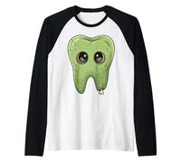Zombie Tooth Creepy Molar Teeth Spooky Halloween Dentistry Raglan Baseball Tee