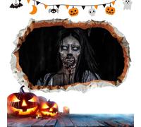 Zombie Wall Stickers | Halloween Window Decals Stickers Thrilling Zombie - Seasonal Decor Breaking Through Wall Festive for Living Room, Haunted House