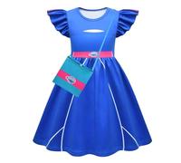 Zombies 4 Dress Cheerleading Costume Kids Girls Cos Fancy Dress up Casual Blue Cosplay Dress Clothes Halloween Party Gift A01 140（9-10Y