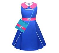 Zombies 4 Dress Cheerleading Costume Kids Girls Cos Fancy Dress up Casual Blue Cosplay Dress Clothes Halloween Party Gift A03 120（5-6Y