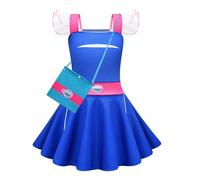 Zombies 4 Dress Cheerleading Costume Kids Girls Cos Fancy Dress up Casual Blue Cosplay Dress Clothes Halloween Party Gift A02 120（5-6Y