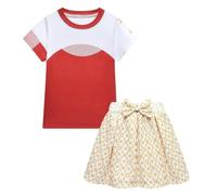 Zombies 4 Dress Cheerleading Costume Kids Girls Cos Fancy Dress up Casual Cosplay Shirt+Skirt 2 Sets Clothes Halloween Party Gift A01 110（3-4Y
