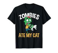 Zombies Ate My Cat Lover Halloween T-Shirt