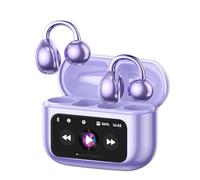 ZOMBIES CAT Clip On Earbuds, Open Ear Headphones Wireless Bluetooth 5.4, Clip On Earphones with LCD Touchscreen, Lightweight Comfort Open Ear Earbuds for Sports, Fitness, and Workouts, M100 Purple