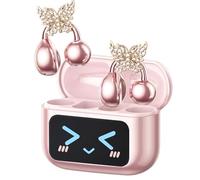 ZOMBIES CAT Clip-On Jewellery Headphones Open Ear Headphones Wireless Bluetooth 5.4 with Intelligent Touchscreen 4.1 g Lightweight Headphones Sport 60 Hours Wireless Earbuds, M100 Butterfly Earring