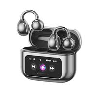 ZOMBIES CAT Open Ear Clip On Earbuds with Touchscreen Case, Wireless Bluetooth Earbuds, Comfortable Open Ear Headphones, Clear Calls for Workouts, Commute & Travel, M100 Black