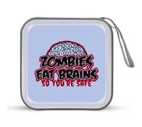 Zombies Eat Brains Portable CD Case Holder 48 Capacity Travel DVD Storage Boxs Wallet Bag
