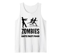 Zombies Hate Fast Food Chasing Joggers Halloween Humor Tank Top
