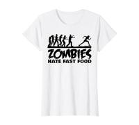 Zombies Hate Fast Food Value Graphic T-Shirt, Women, White, XL